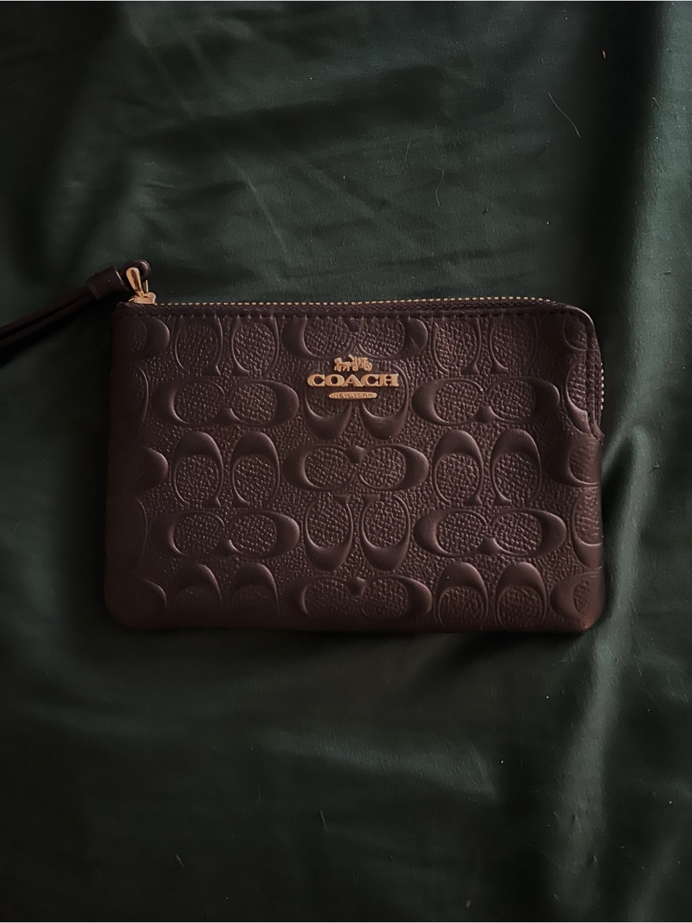 Coach Black Embossed Signature Zip Wallet